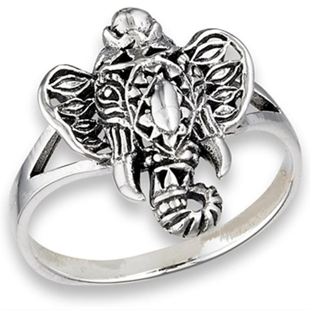 Silver Tone Elephant Ring (6)